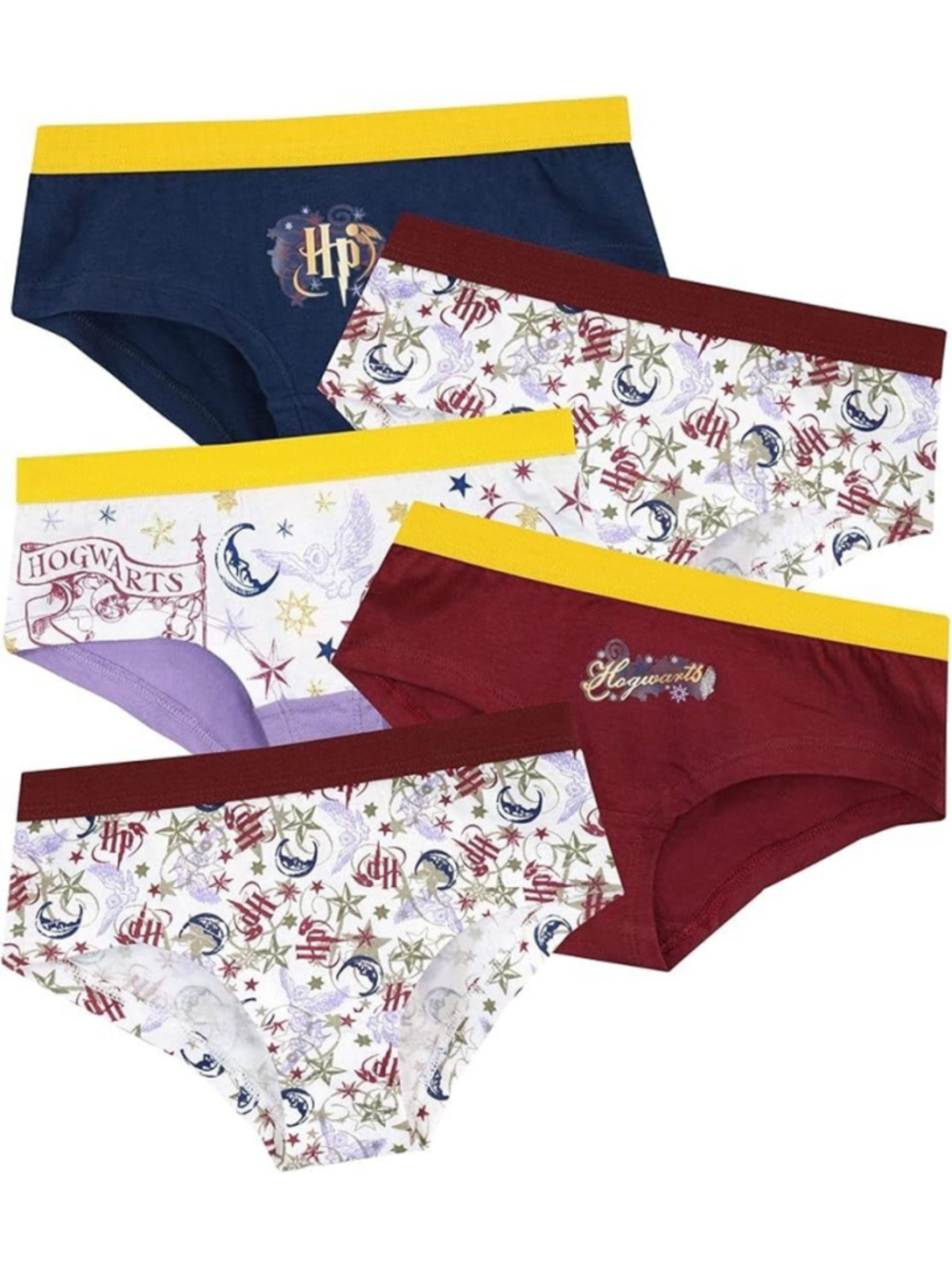 NEW Harry Potter Girls Hogwarts Gryffindor Hipsters Underwear Cotton 5 Pack Sz 8